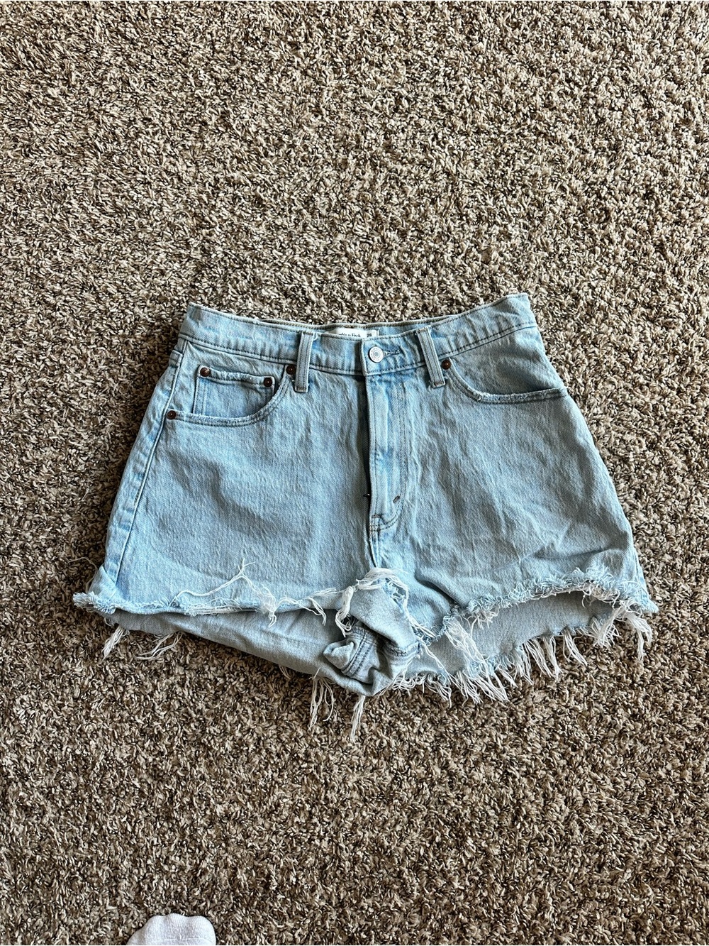 Abercrombie & Fitch Light Blue Distressed Denim Shorts